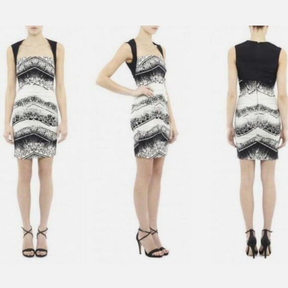 Nicole Miller Artelier Chevron Black and White Batik print Dress Size 12 Party - Picture 11 of 12